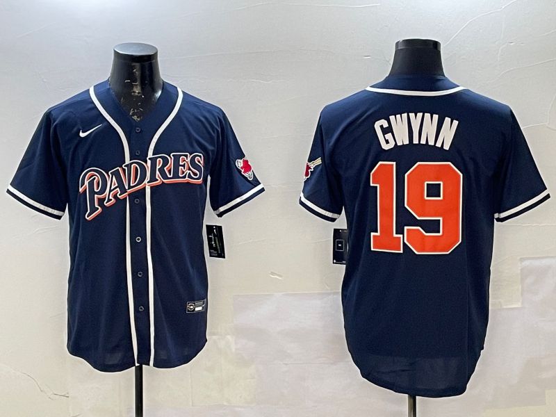 Men San Diego Padres 19 Gwynn Blue Throwback Game 2025 Nike MLB Jersey style 1